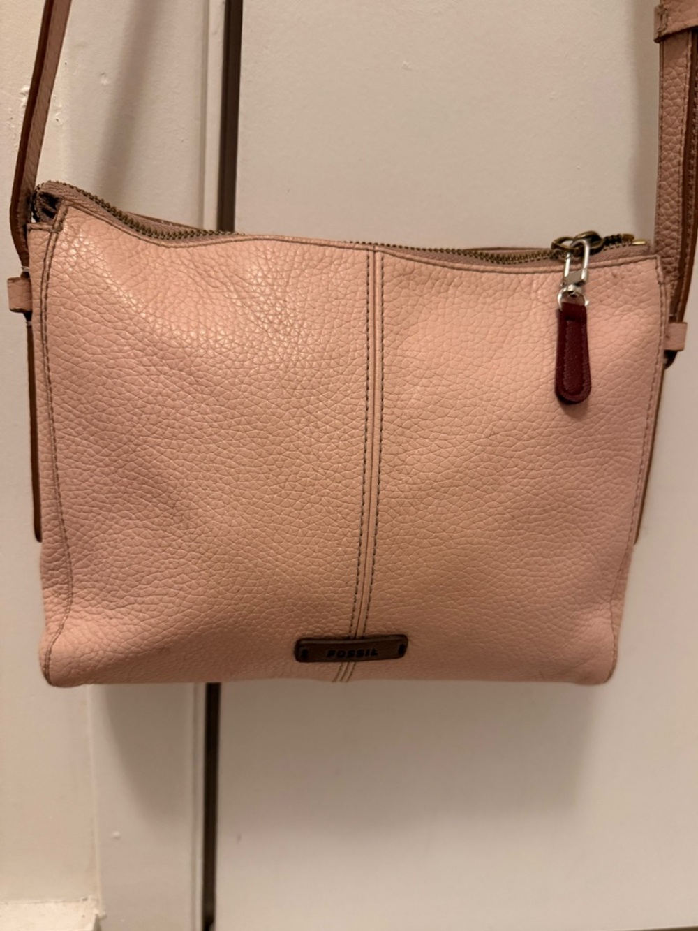 Fossil Pink Leather Crossbody Y2K Vintage Clean Adjustable Strap - Picture 10 of 13